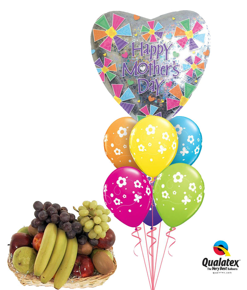 Fruit Basket with Mothers Day Balloons