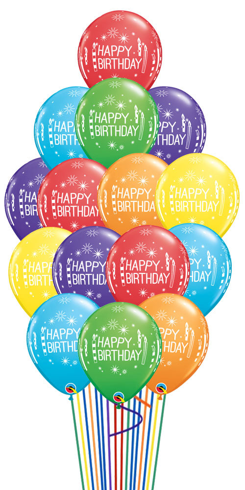 Birthday Candles & Starbursts Bouquet- 15 pcs, with weight