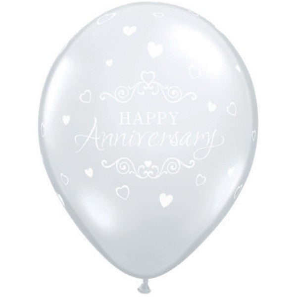 Diamond Clear Anniversary Classic Hearts Balloon