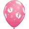Rose Baby Footprints & Hearts Balloon