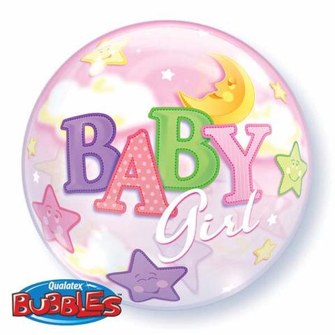 Single Bubble Baby Girl Moon & Stars