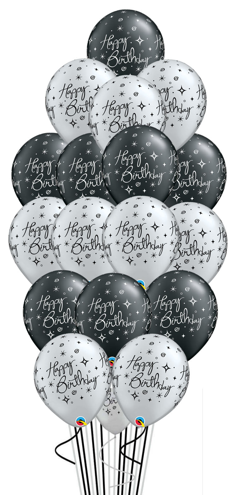 Birthday Elegant Sparkles & Swirls 15 Balloons with Weight
