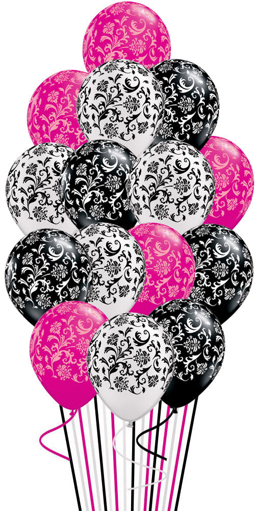 Damask Print balloon Bouquet- 15 pcs. with weight