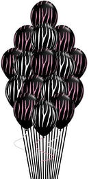 Black Zebra Stripes (White & Pink) 15 Pcs