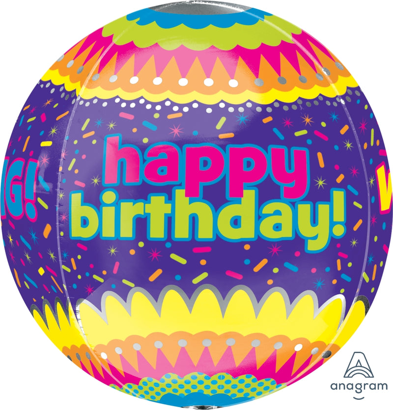 Happy Birthday Confetti Orbz Round Balloon