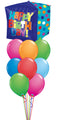 Cube Birthday Balloon with Assorted latex Balloons Bouquet With Weight