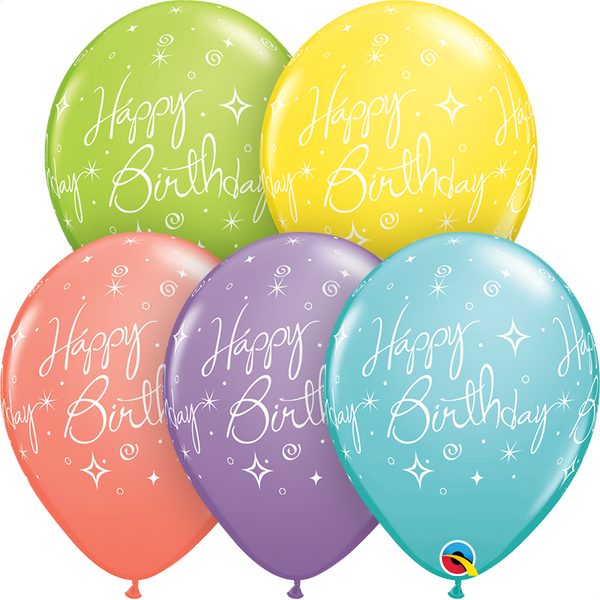 Birthday Elegant Sparkles & Swirls balloons -5 pcs