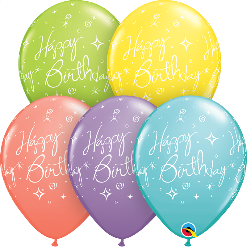 Birthday Elegant Sparkles & Swirls balloons -5 pcs