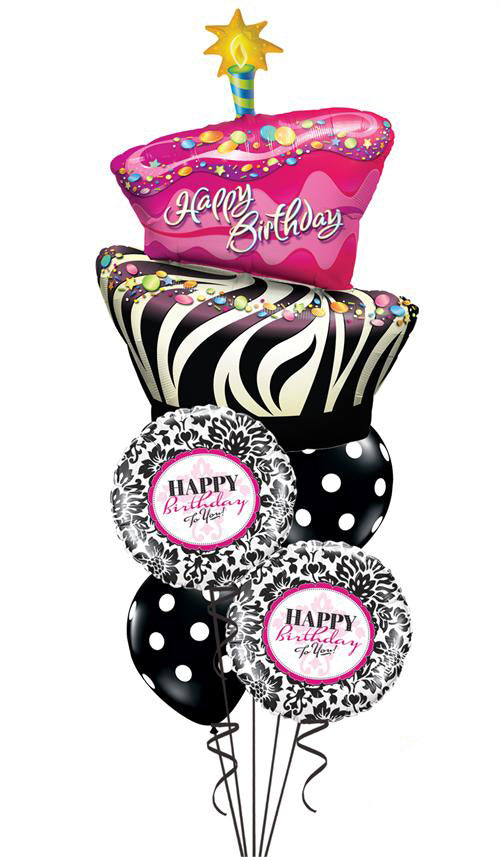 Birthday Funky Zebra & Birthday Elegant Balloons