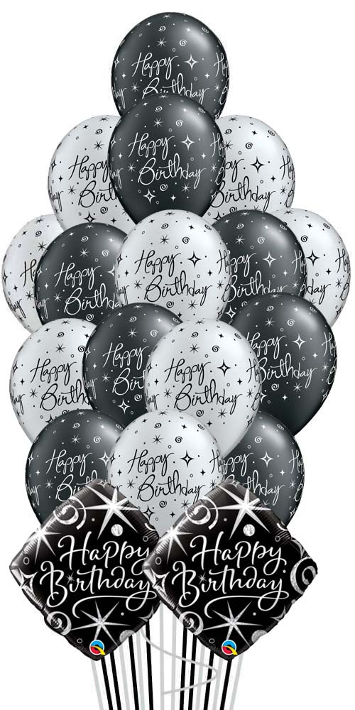 Birthday Elegant Sparkles & Swirls Balloons