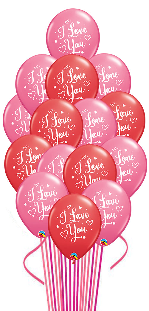 I Love You Hearts Script Bouquet 15Pcs With Weight
