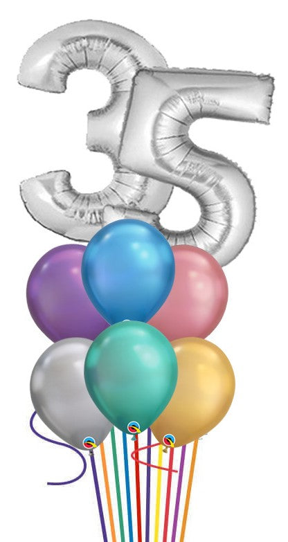 Any Two Number Chrome Latex Balloon Bouquet
