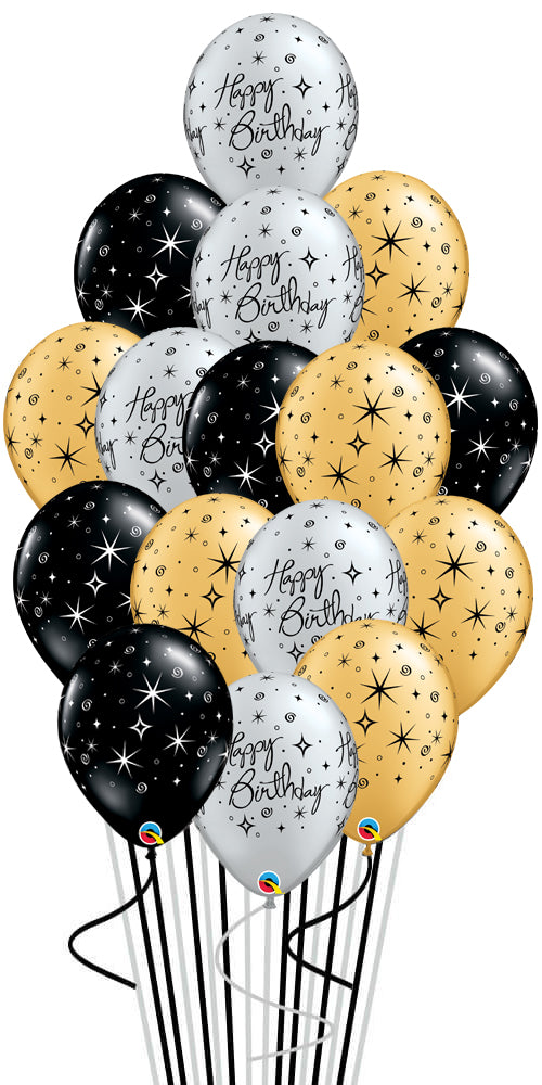 Sparkling Birthday Balloons 15pcs with weight
