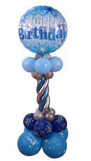 Blue Bubbles Chrome Birthday Arrangement - Rainbow Topper Available