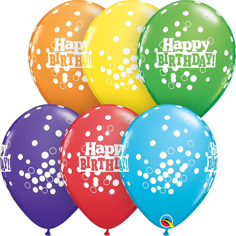 Confetti Dots Happy Birthday Balloons- 6 pcs