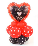Red and Black Polka Love Balloons