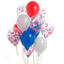 Red and Blue Confetti balloons
