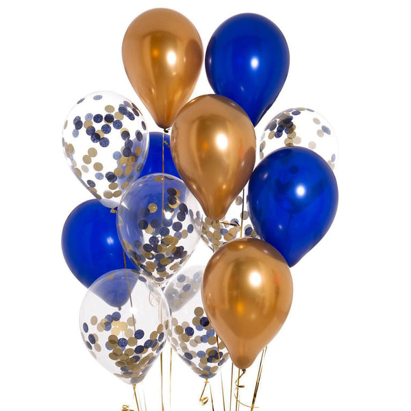 Dark blue and Gold Confetti Balloons