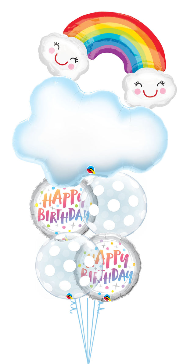Super Jumbo Cloud and Rainbow Birthday Balloons