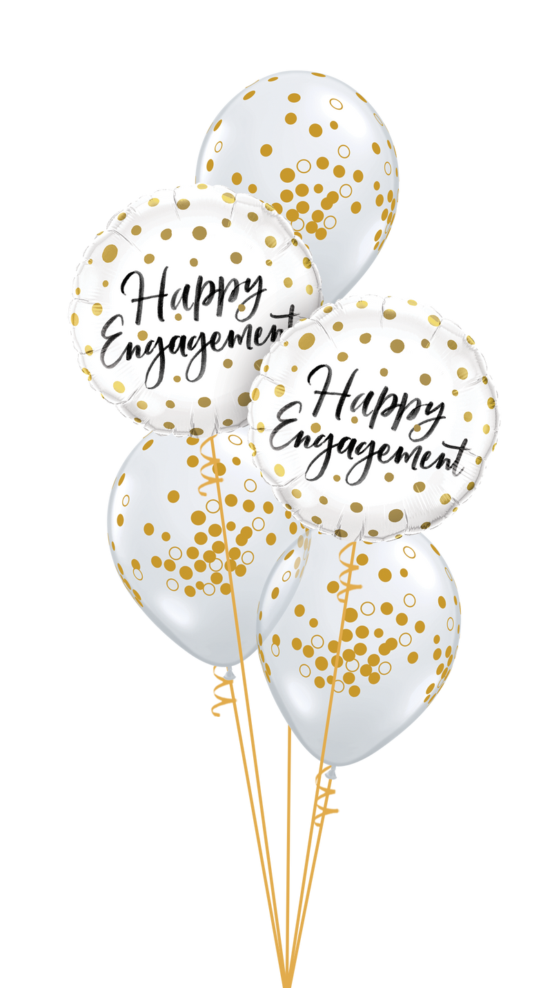 Happy Engagement Gold Dots Balloons