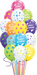 Assorted Birthday Big Polka Balloon Bouquet-15 pcs.