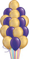 Gold Chrome and Purple mix Balloons - 15 pcs