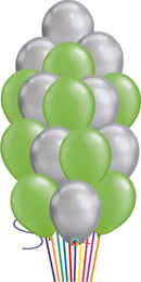 Silver Chrome and Lime Green Mix- 15 pcs