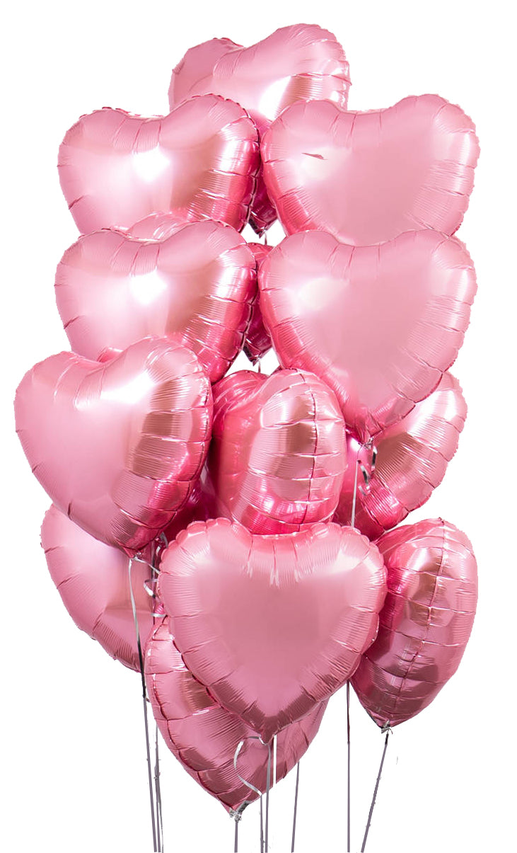 Dozen Pink Hearts Balloon With Weight
