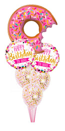 Bit Donut & Sprinkles BDay Confetti Balloons Bouquet
