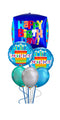 Bright Happy Birthday Cube Chrome Bouquet