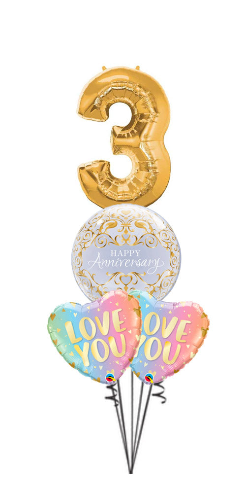 Any Single Number Anniversary and Love Balloon Bouquet
