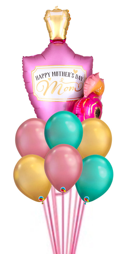 Perfume Bottle Garland Satin 3D Happy Mother's Day Chrome Bouque