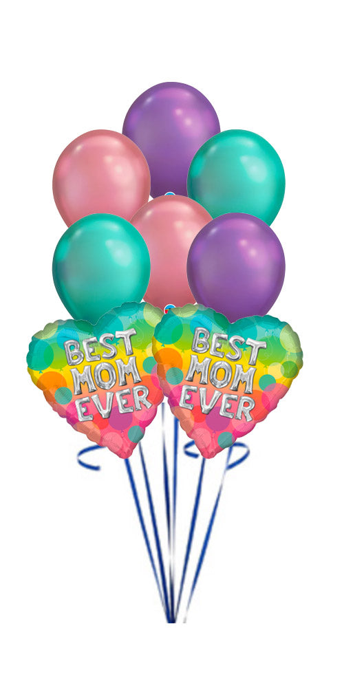 Best Mom Chrome Balloon Bouquet with Hi-Float & Weight