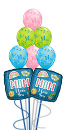 Denim Patches Daisies and Butterflies Love You Mom Bouquet