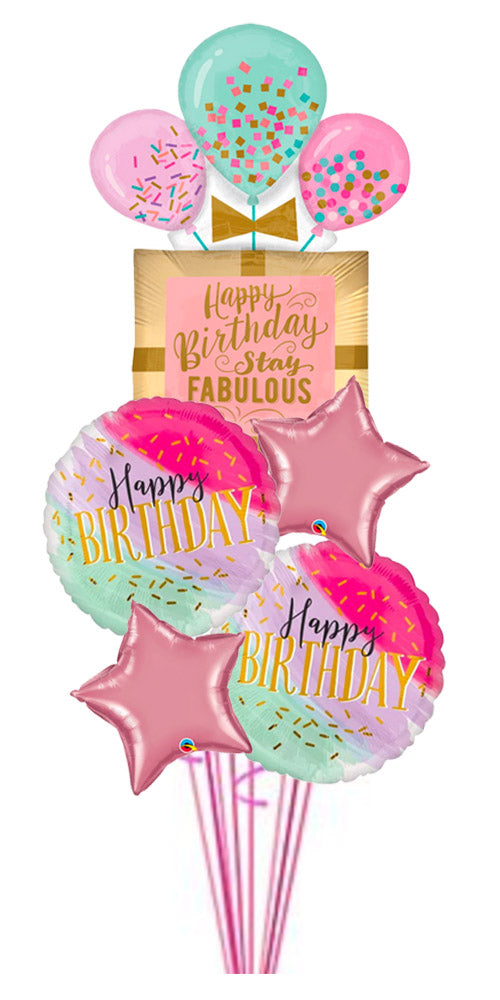 Fabulous Gift & Water Color Birthday Jumbo Bouquet