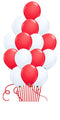 Red and White Balloon Bouquets 15pcs with Hi-Float and Weights