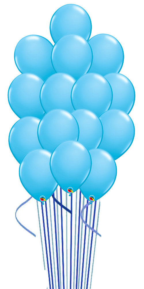 Pale Blue Balloon Bouquets 15pcs with Hi-Float and Weights