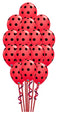 Lady Bug Red Latex with Black Polka Balloon Bouquet with Hi-Floa
