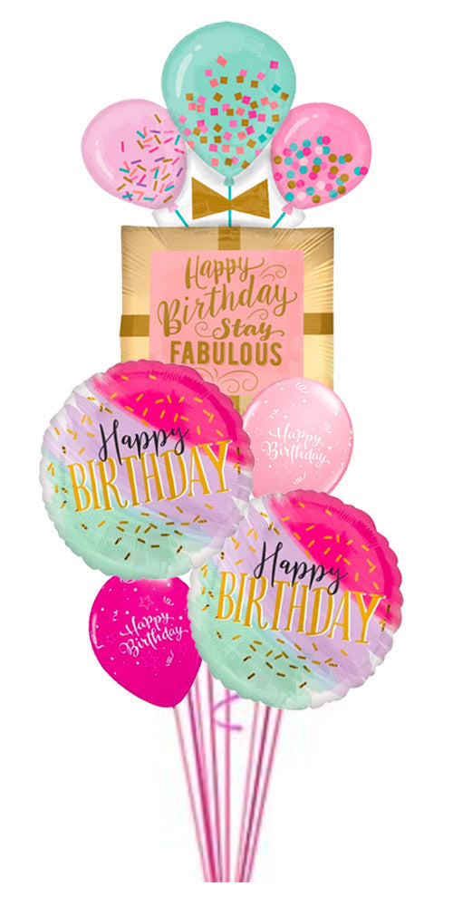 Fabulous Birthday Gift Water Color Jumbo Balloons Bouquet