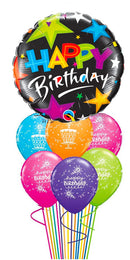 Black Jumbo Birthday Cake and Candle Balloon Bouquet