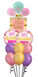Fabulous Birthday Gift Pink & Gold Dots and Chrome Balloons Bouq