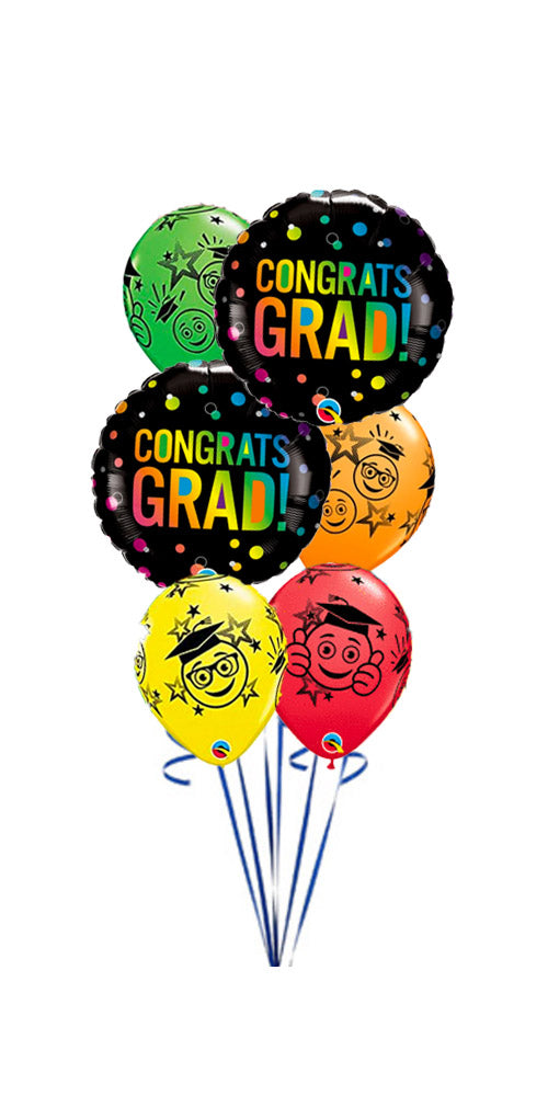 Congratulations Grad Ombre Dots Smiley Balloon Bouquet