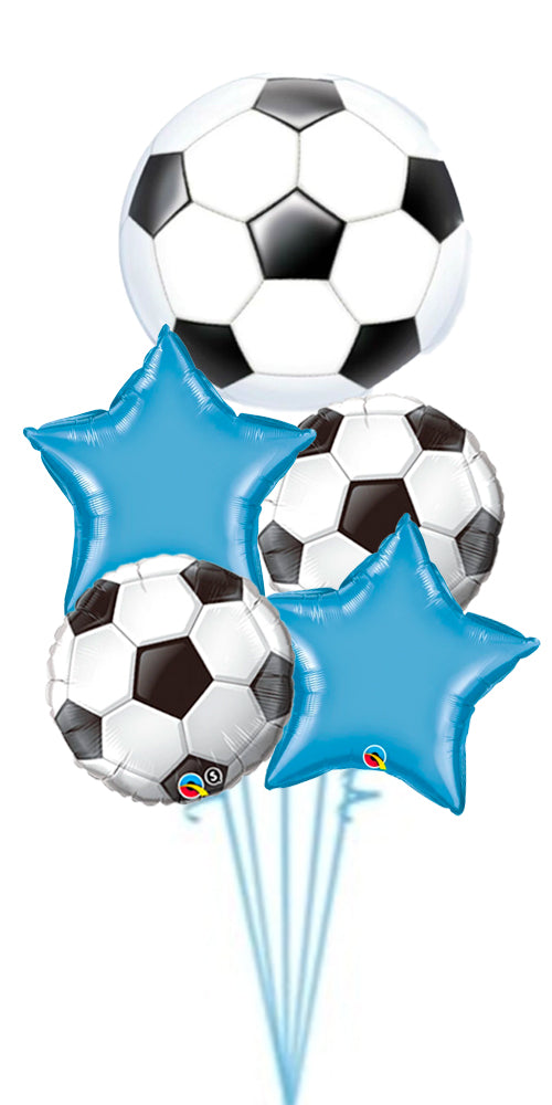 Soccer Blue Star Balloons Bouquet With Weight