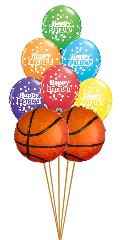Basketball Happy Birthday Polka Dots