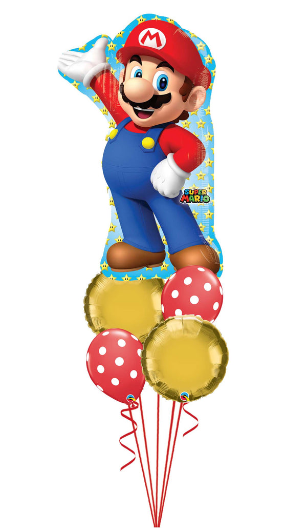 Mario Bros Birthday Red Polka Gold Coin Bouquet