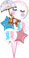 Baby Shower Umbrella & Bear and  Eyelashes Chrome Star Bouquet