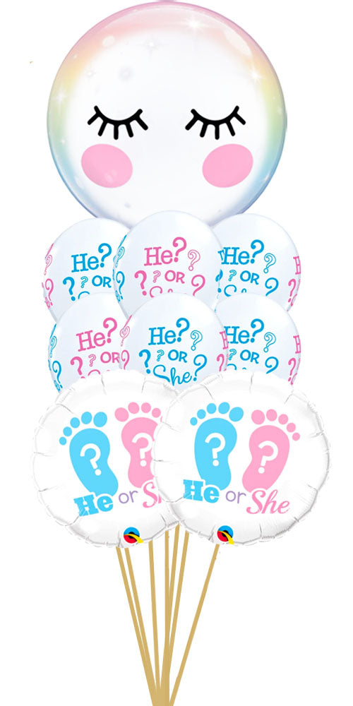 Baby Shower Eyelashes and He or She? FootPrints Bouquet