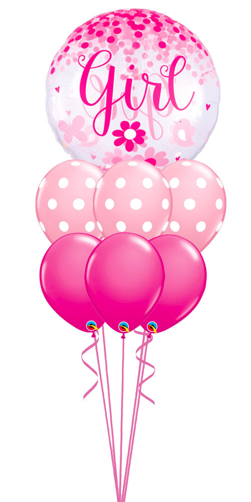 Jumbo Baby Girl Confetti Pink Polka Balloon Bouquet