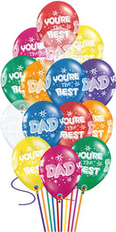 15Pcs, Dad You're The Best StarBurst Balloon Bouquet With Weight