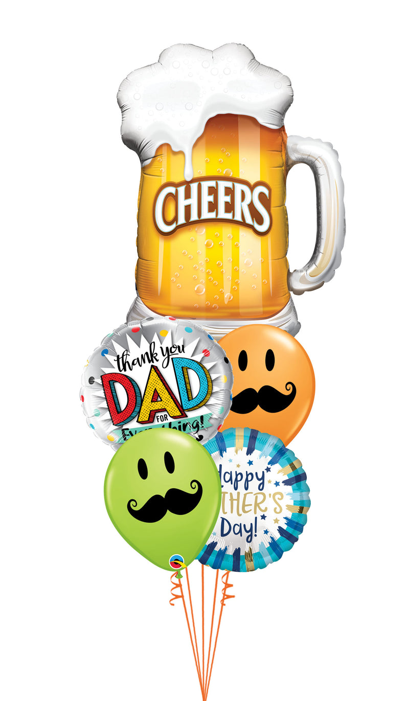 Cheers Happy Father's Day Thank You Dad Smiley Mustache Bouquet